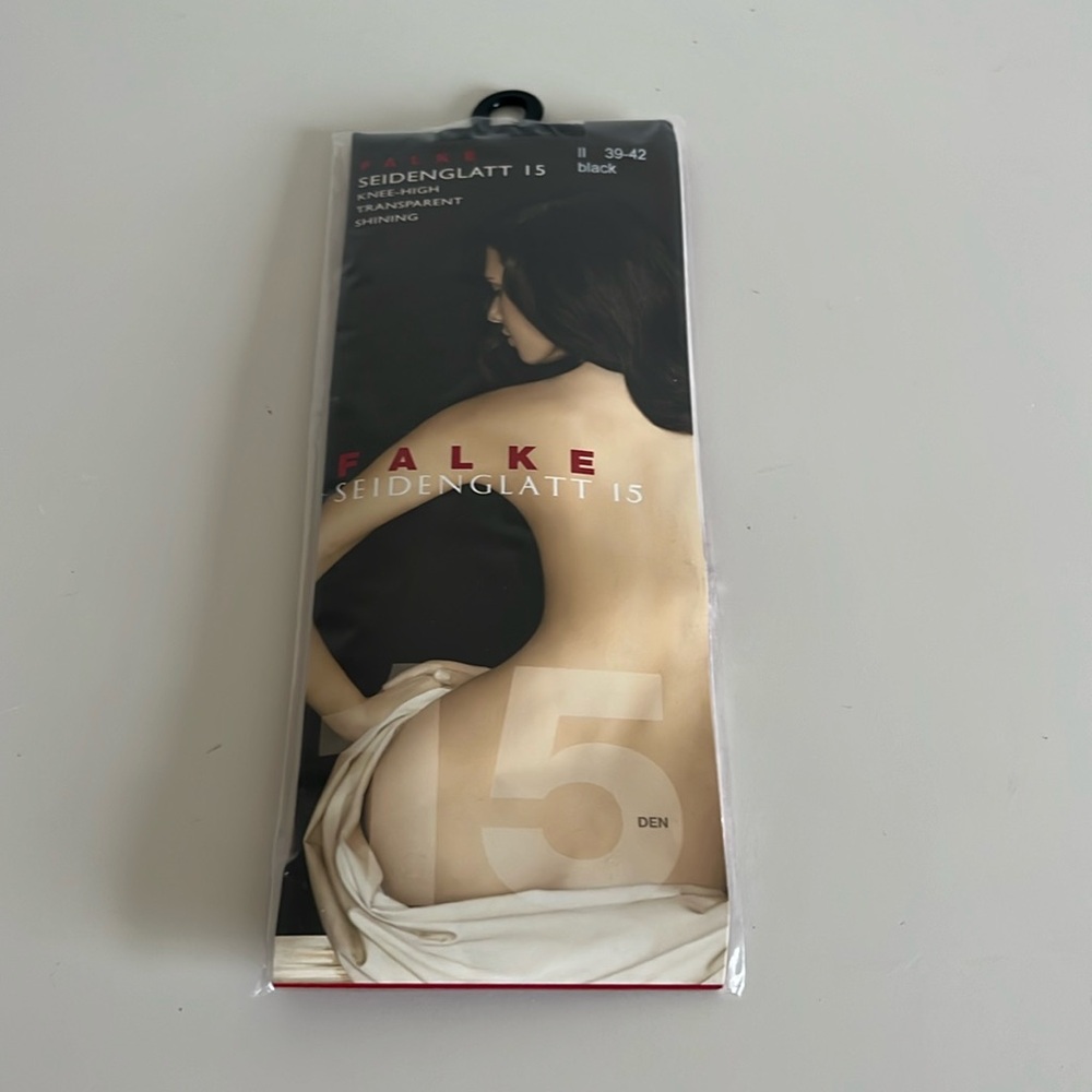New Falke knee high transparent black shining tights 39-42